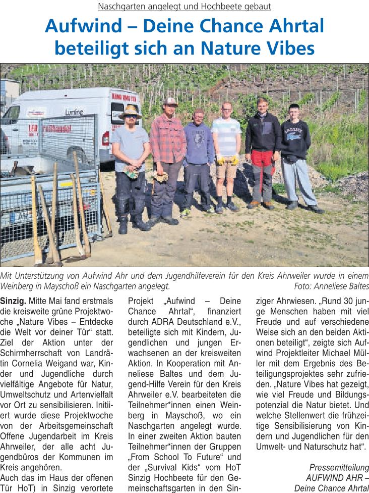 Aufwind – Deine Chance Ahrtal beteiligt sich an Nature Vibes